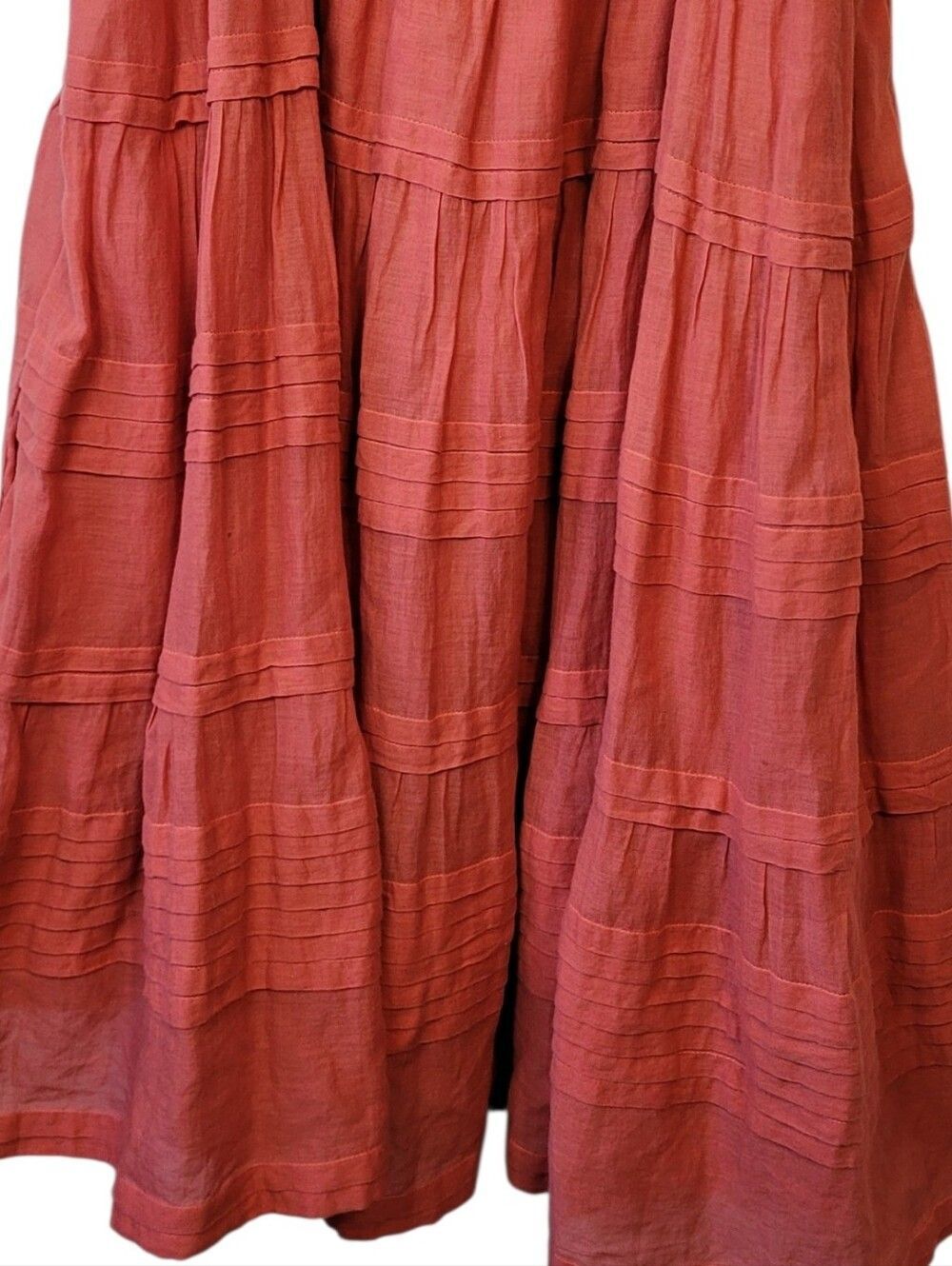 Seema Kahai Women’s Rust Tie-Shoulder Tiered Cotton Sundress Size XS - Picture 3 of 5